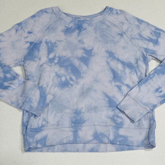 Athleta Sundown Tie Dye Crewneck Sweatshirt Light Blue White Periwinkle XS. - Picture 1 of 9